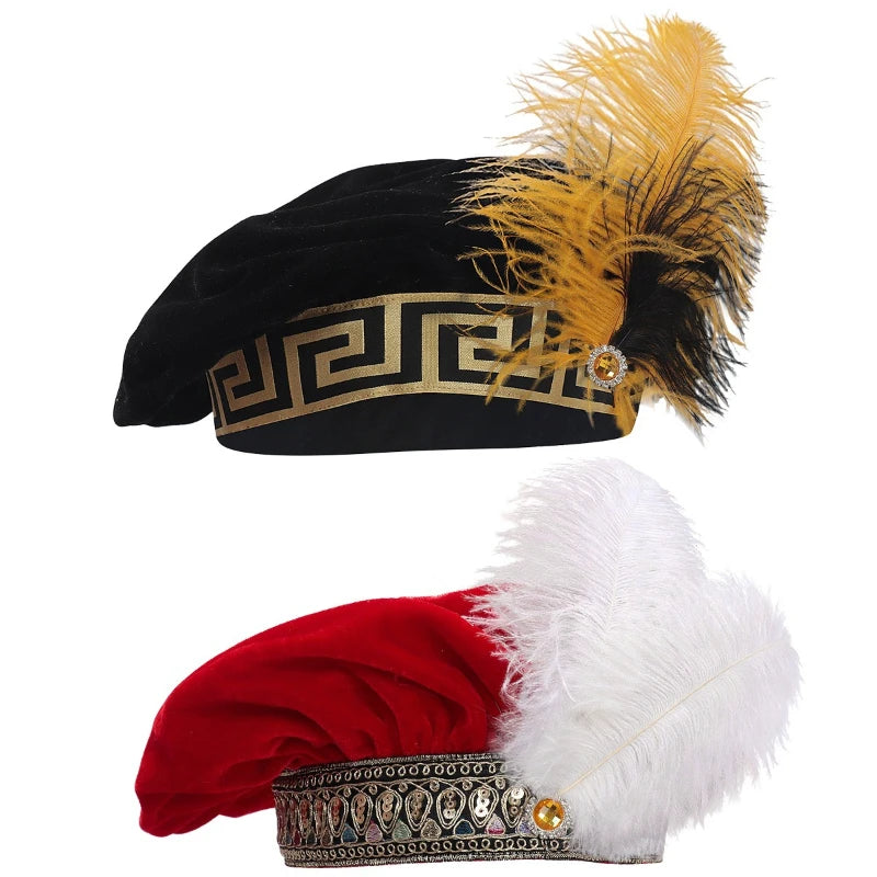 Tudor Costume Hat | Feather Trim