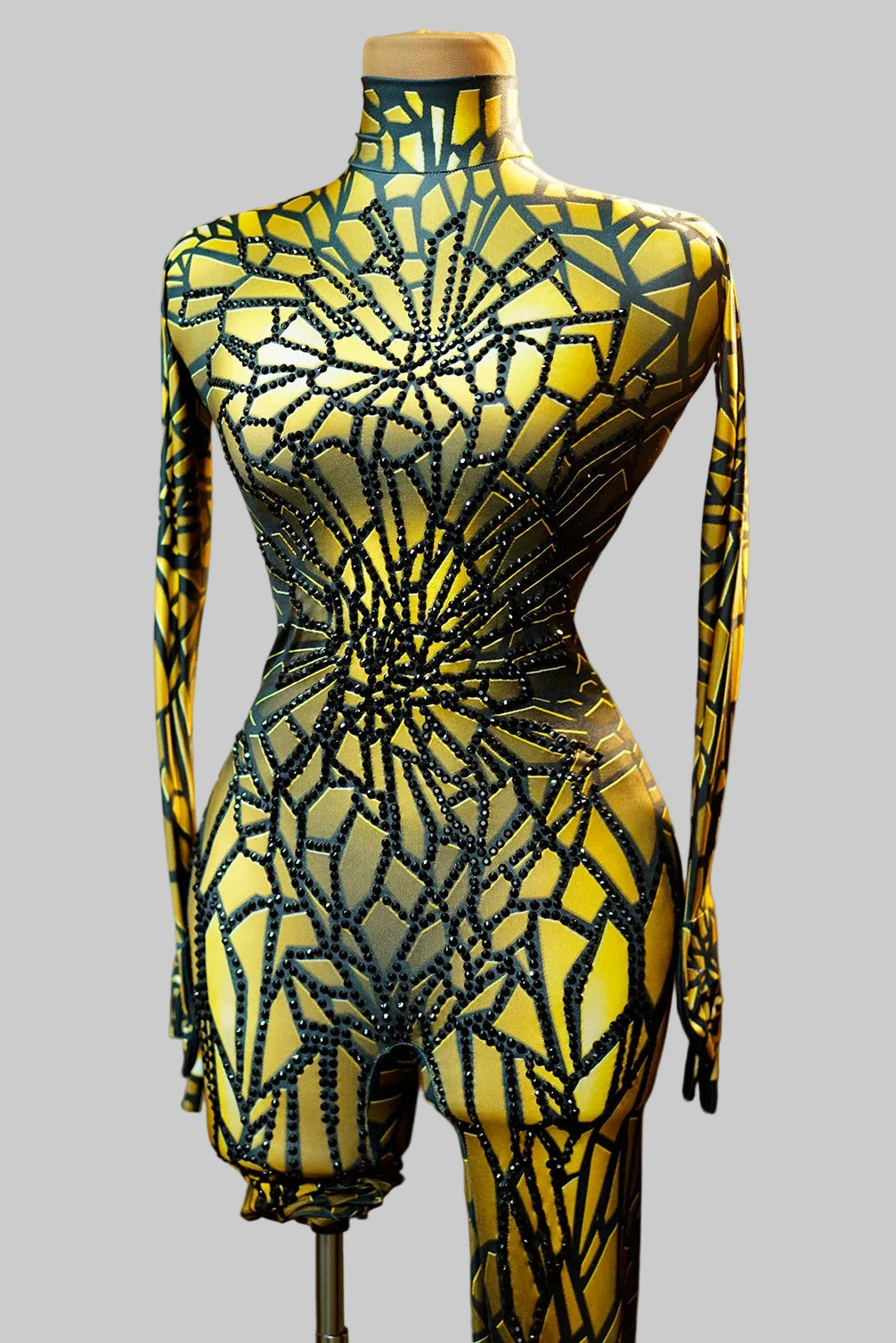 Rayon Glitter Rhinestones Stretch Jumpsuit — Premium Stagewear