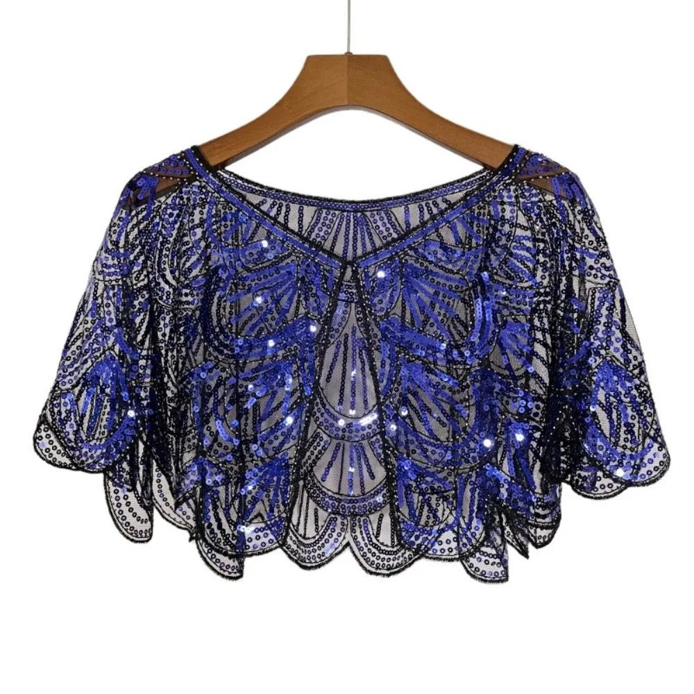 Sequin Shawl Cape | Sparkling Ruffle | Stage & Party