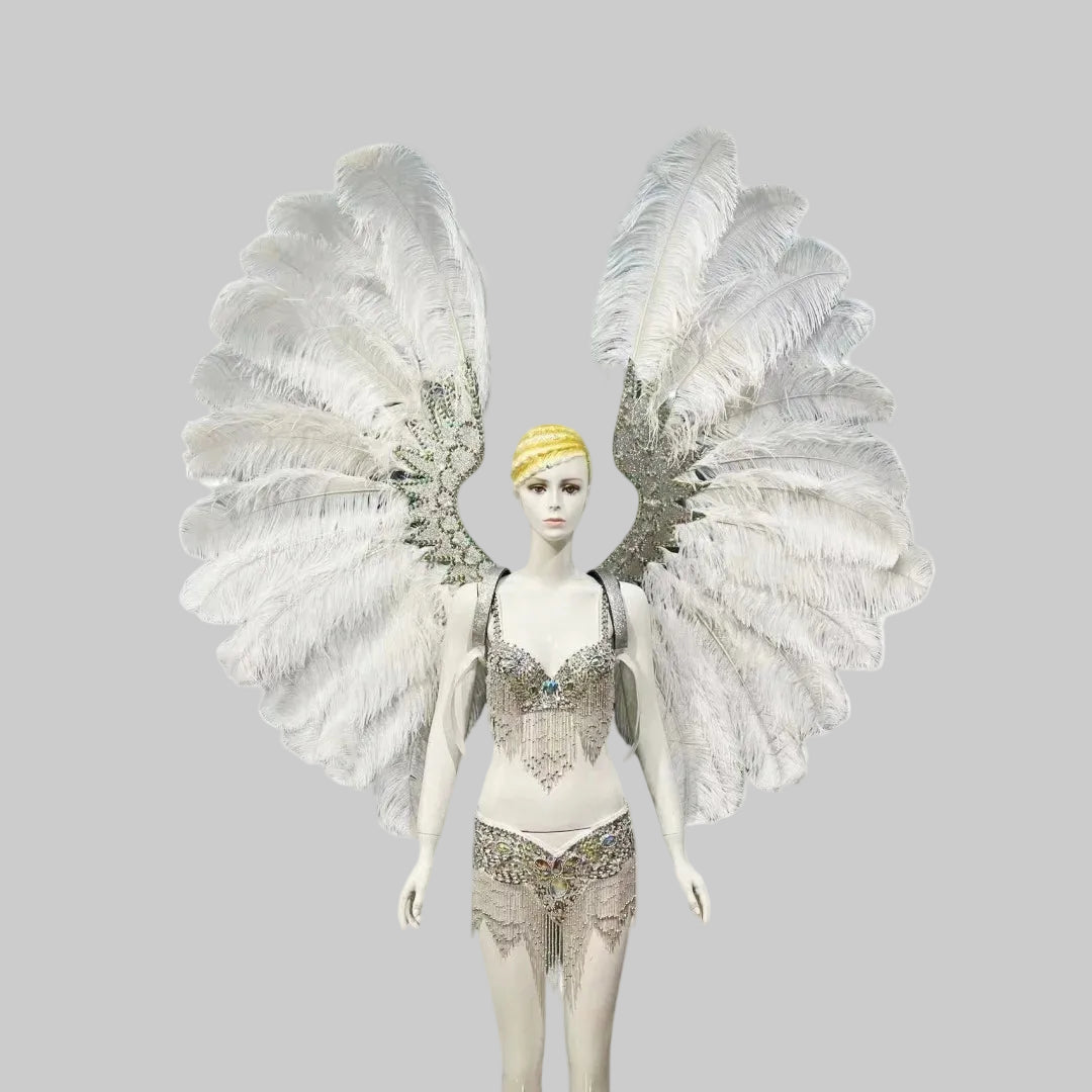 Feather Headdress & Wings Set - Handcrafted Carnival Performance Costume