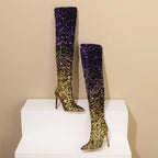 Gradient Sequin Over-the-Knee Boots | 11cm Heel