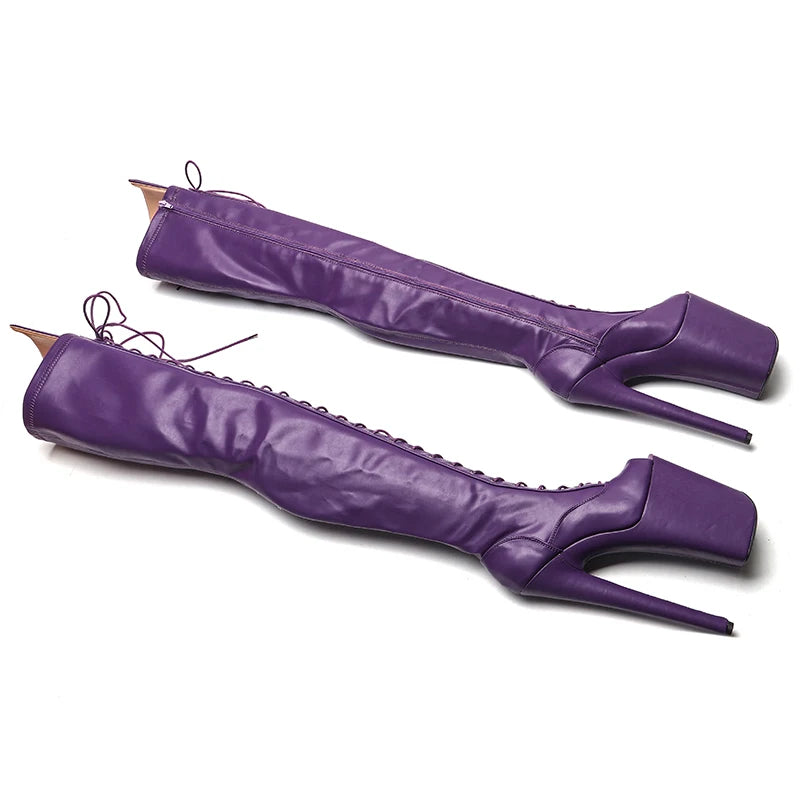 Matte Open-Toe Platform Pole Dance Boots – 9-Inch High Heel Stage Shoes