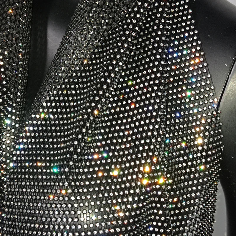 Rhinestone Mesh Headpiece - Crystal Embellished Head Wrap