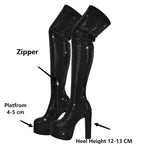 Rhinestone Over-the-Knee Platform Boots