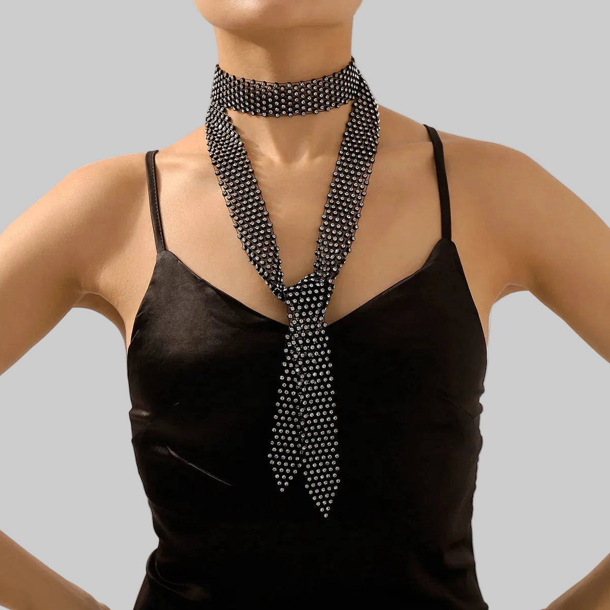 Rhinestone Fishnet Scarf - Sparkly Mesh Shawl Accessory