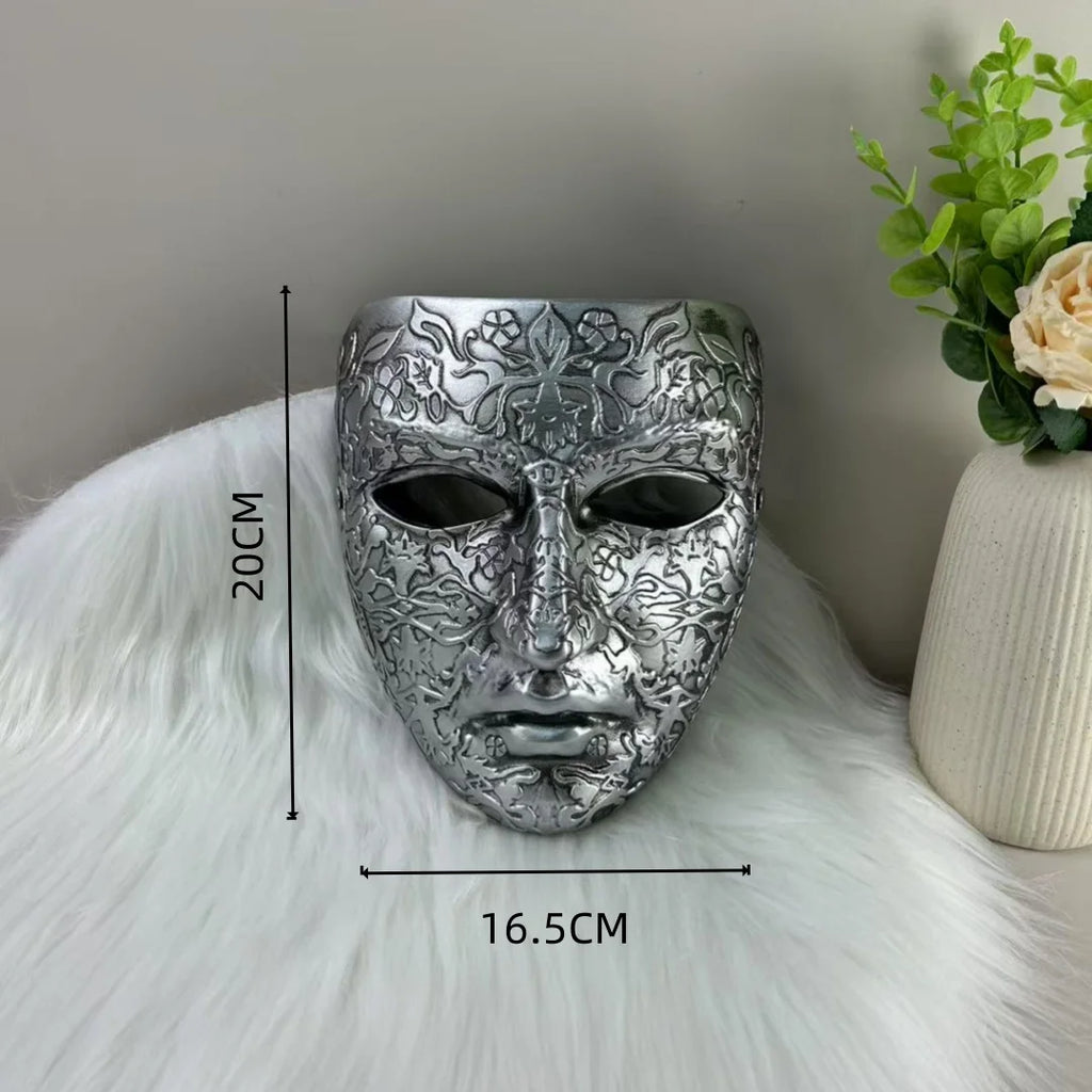 Silver Full-Face Resin Mask | Textured & Smooth | Cosplay