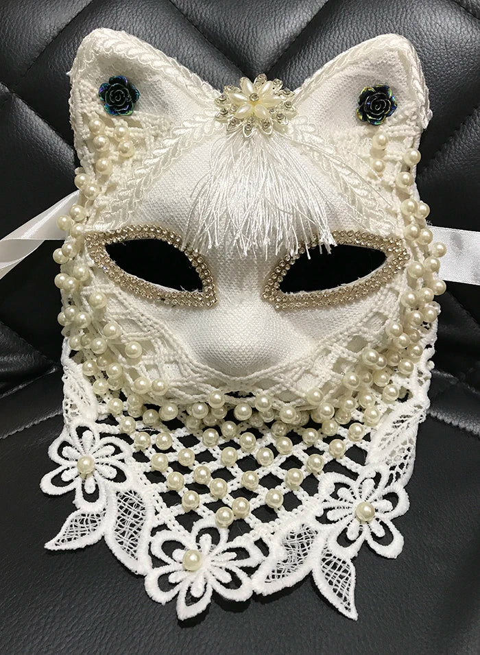 Venetian Cat Mask | Lace & Veil | 16 Styles
