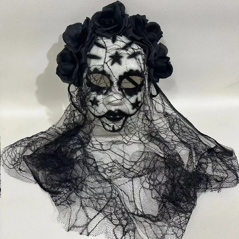 Gothic Bride Skull Mask | Veil & Roses