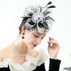 Feather Flower Fascinator Hat | Floral Mesh Headband | 36 Colors