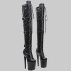 20CM Matte PU Over-Knee Pole Dance Boots - Professional Performance Heels
