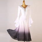 Ombre Ballroom Dance Dress | Bell Sleeves | 5 Colors | XXXXS-XXL