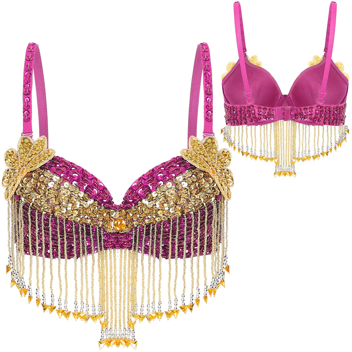 Sequin Beaded Tassel Belly Dance Bra | Underwired | Festival & Stage | One Size