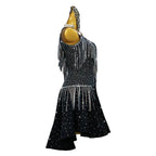 Rhinestone Tassel Latin Dance Dress – Short Performance Skirt