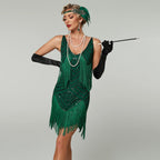 1920s Gatsby Sequin Tassel Fringe Dress | V-Neck | Plus Size