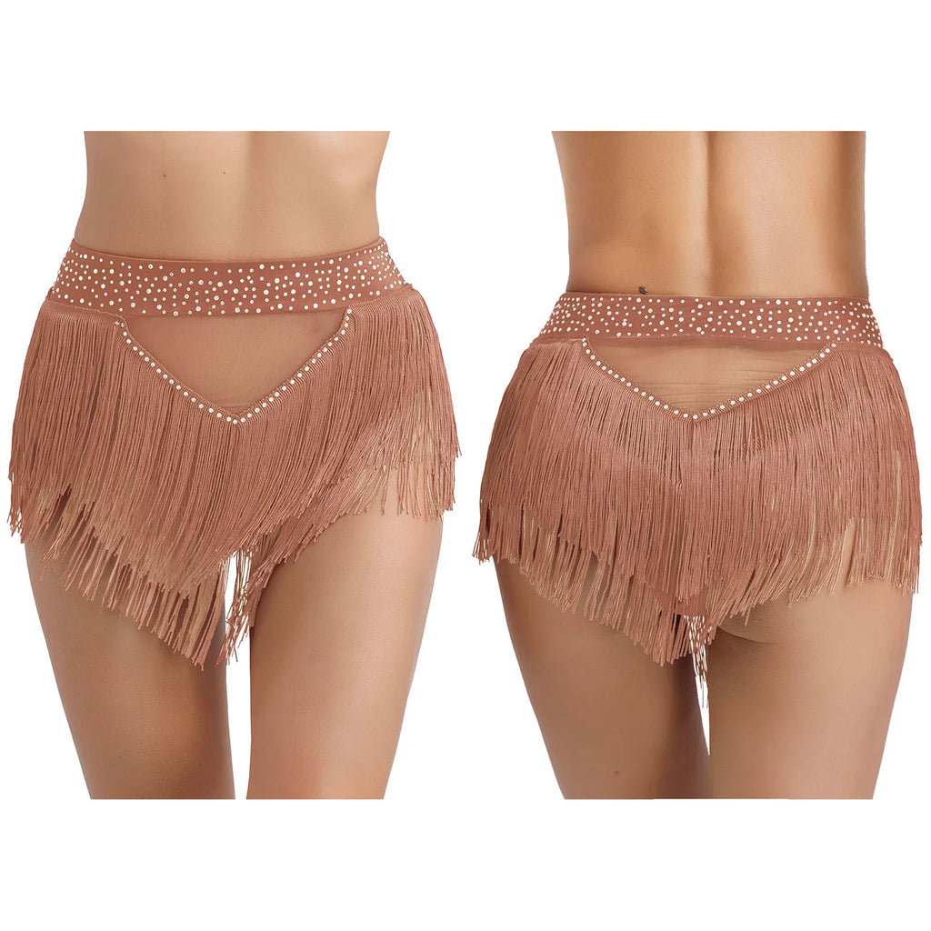 Belly Dance Shorts | Rhinestone Tassel | High Waist