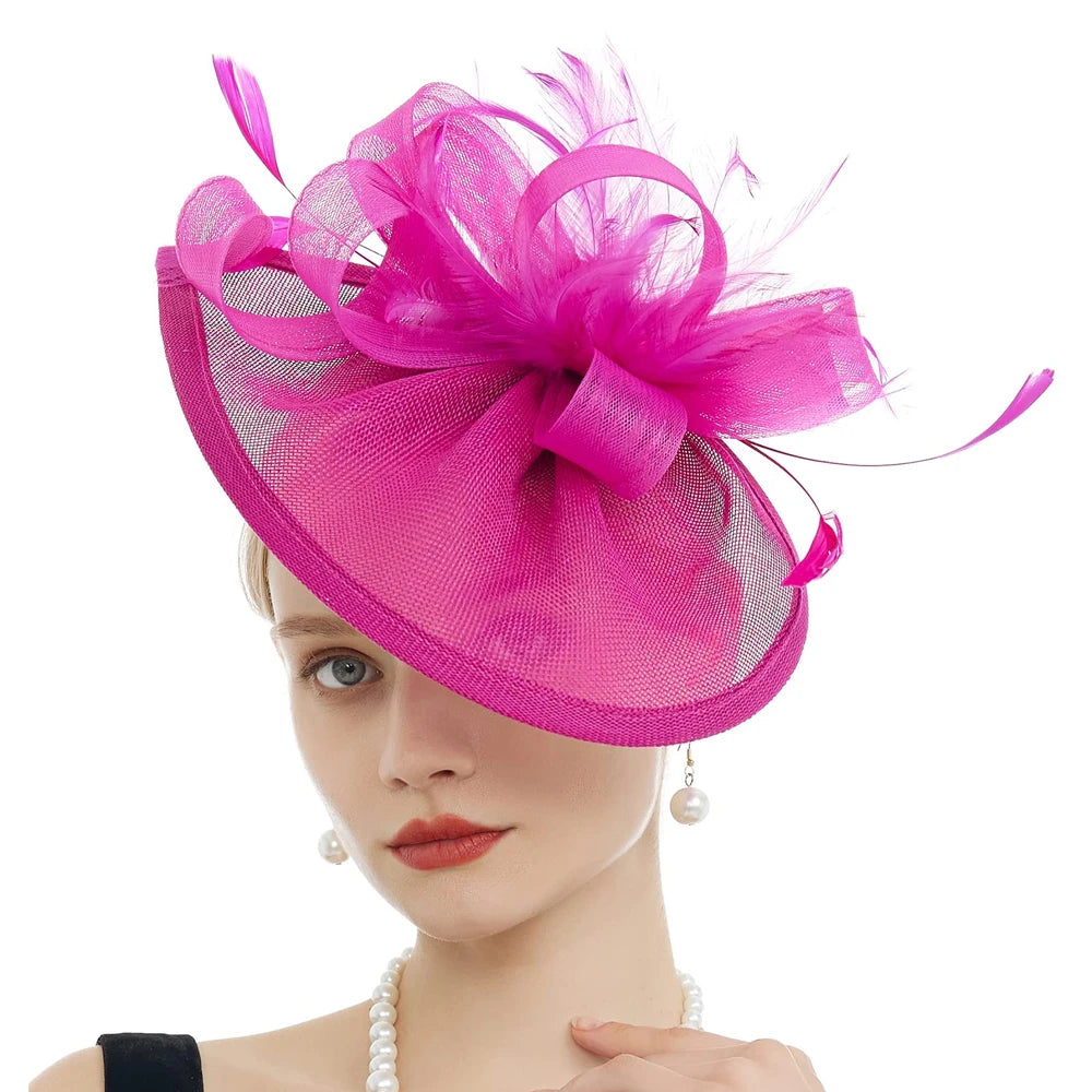 Feather & Mesh Drop Fascinator | Bridal & Tea Party | 8 Colors