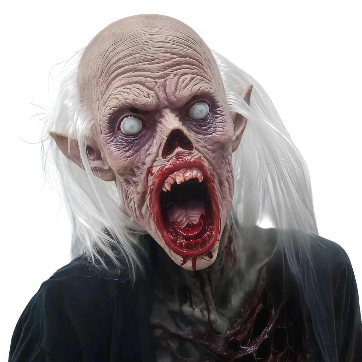 White-Hair Zombie Mask | Open Mouth