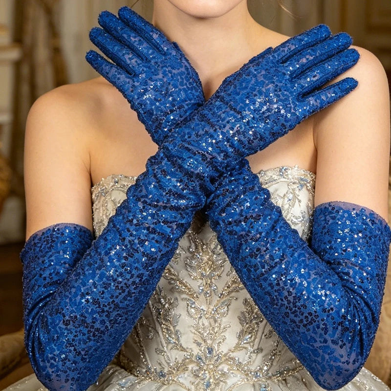 Sequin Opera Gloves | 60 cm