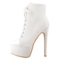 Platform Ankle Booties | Canvas Lace-Up | 16cm Heel