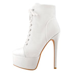 Platform Ankle Booties | Canvas Lace-Up | 16cm Heel