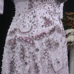 Beaded Pearl Two-Piece Gown | Half Sleeve A-Line | Blush Pink