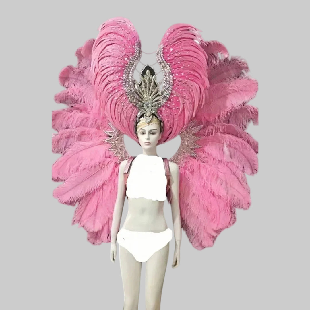 Feather Headdress & Wings Set - Handcrafted Carnival Performance Costume