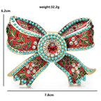 Vintage-Inspired Enamel Bowknot Brooch | Rhinestone | Statement Pin
