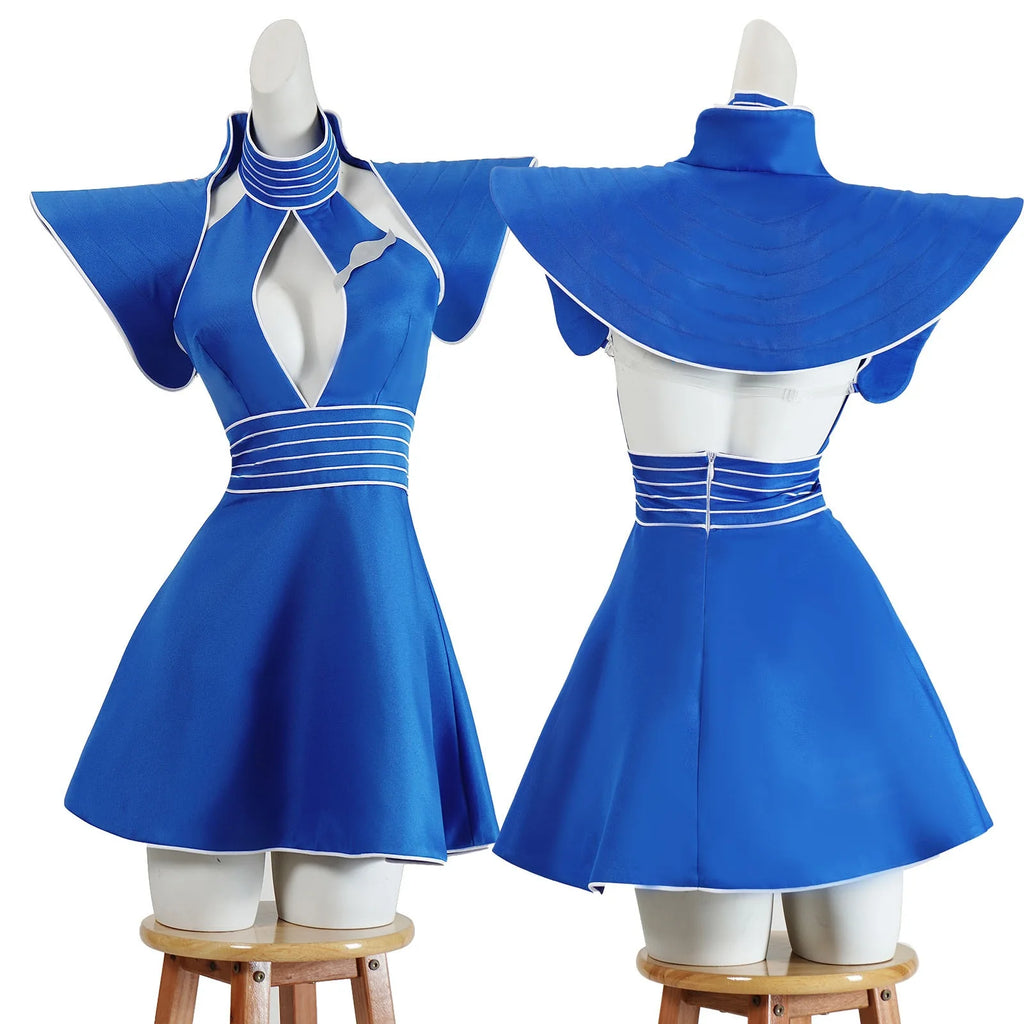 Retro Flight Attendant Costume | Blue Dress & Hat