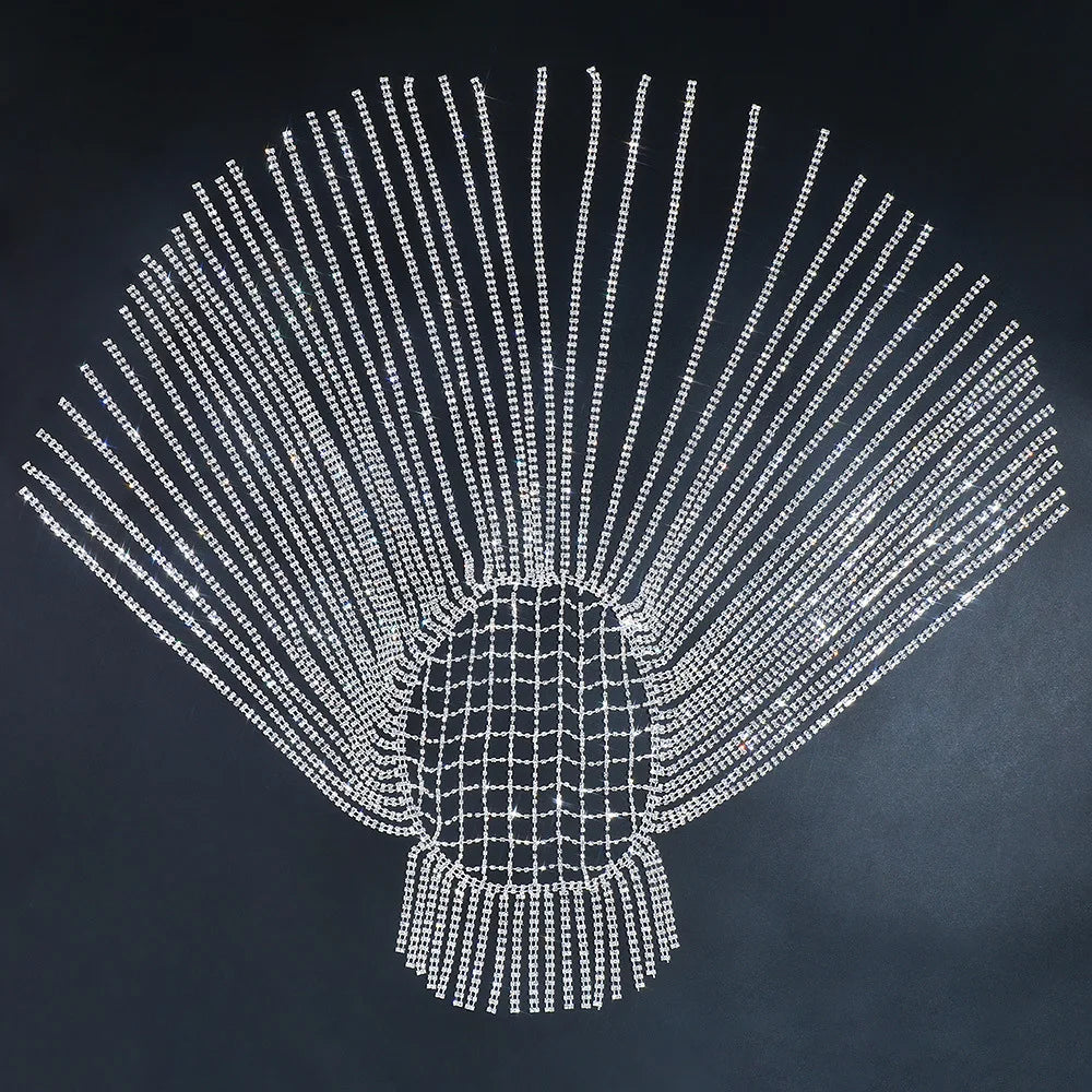 Rhinestone Headpiece | Long Silver Fringe