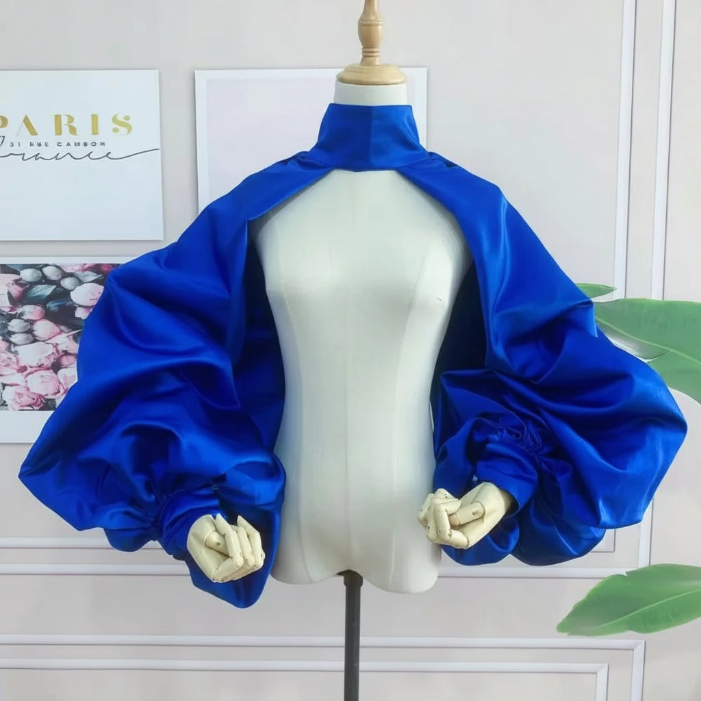 Satin Bolero | Puffy Sleeves & High Neck | Pageant & Stage