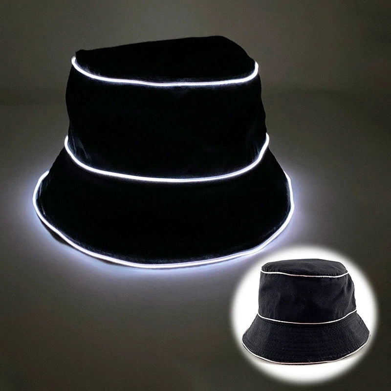 LED EL Wire Glow Bucket Hat | 7 Colors