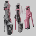 26CM Snakeskin Platform Pole Dance Boots - Exotic High Heel Performance Shoes