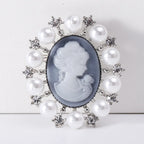 Victorian Cameo Brooch | Pearl & Crystal | Vintage Portrait Pin