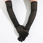 Sheer Black Opera Gloves | 53 cm