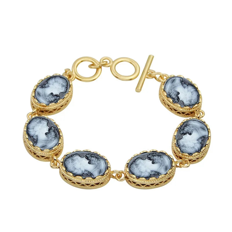 Cameo Charm Bracelet | Gold-Tone | Lady Queen