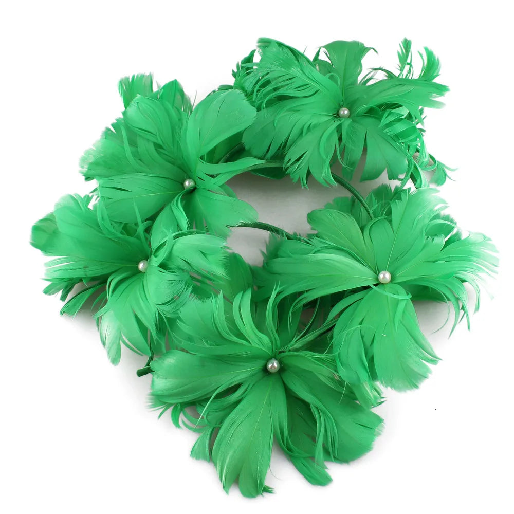 Feather Flower Headdress | Stage & Bridal Headpiece | 16 Colors