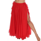 Belly Dance Chiffon Skirt | Ruffle Trim | Side Slit | 13 Colors