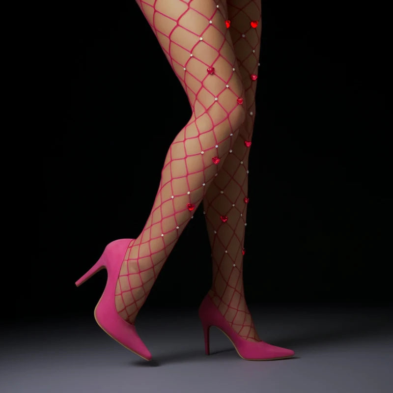 Rhinestone Diamond Fishnet Tights | Crystal Pantyhose | One Size