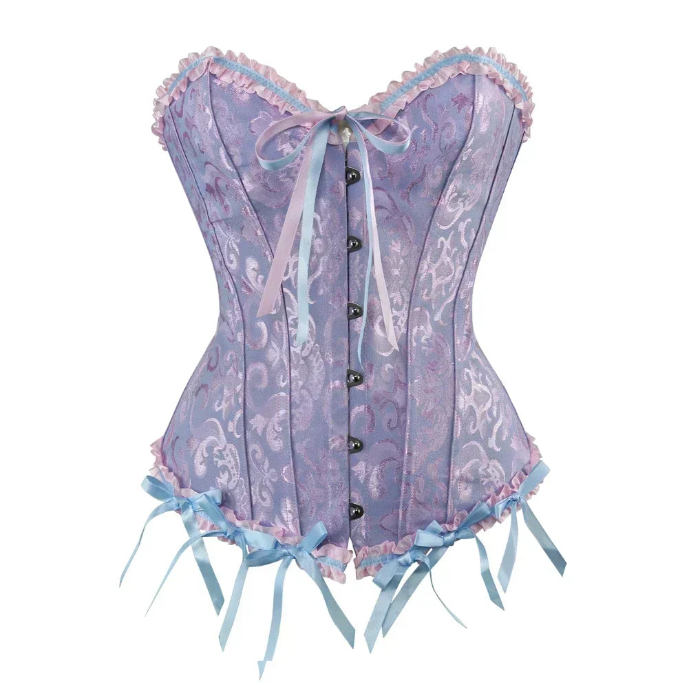 Victorian Overbust Corset | Floral Satin | Plus Size