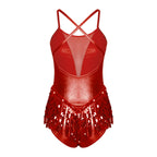 Sequin Tassel Leotard | Cross Back | Latin Dance