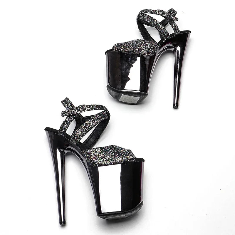 8-Inch Glitter Platform Sandals - High Heel Performance Shoes