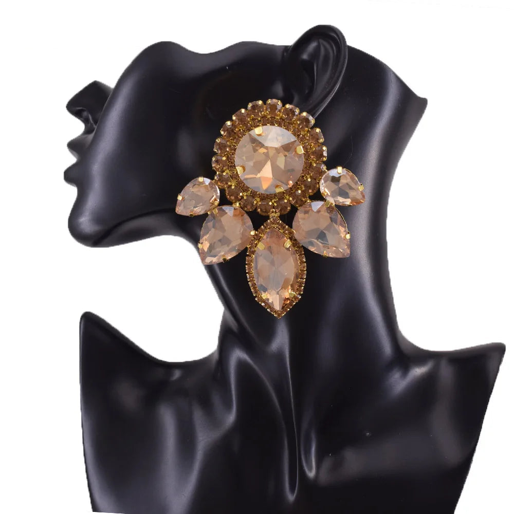 Rhinestone Earring & Ring Jewelry Set | Clip-On or Pin | 10 Colors