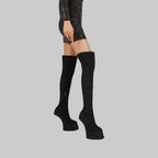 Over-the-Knee Platform Boots - Hoof Heel Runway Boots with Side Zipper