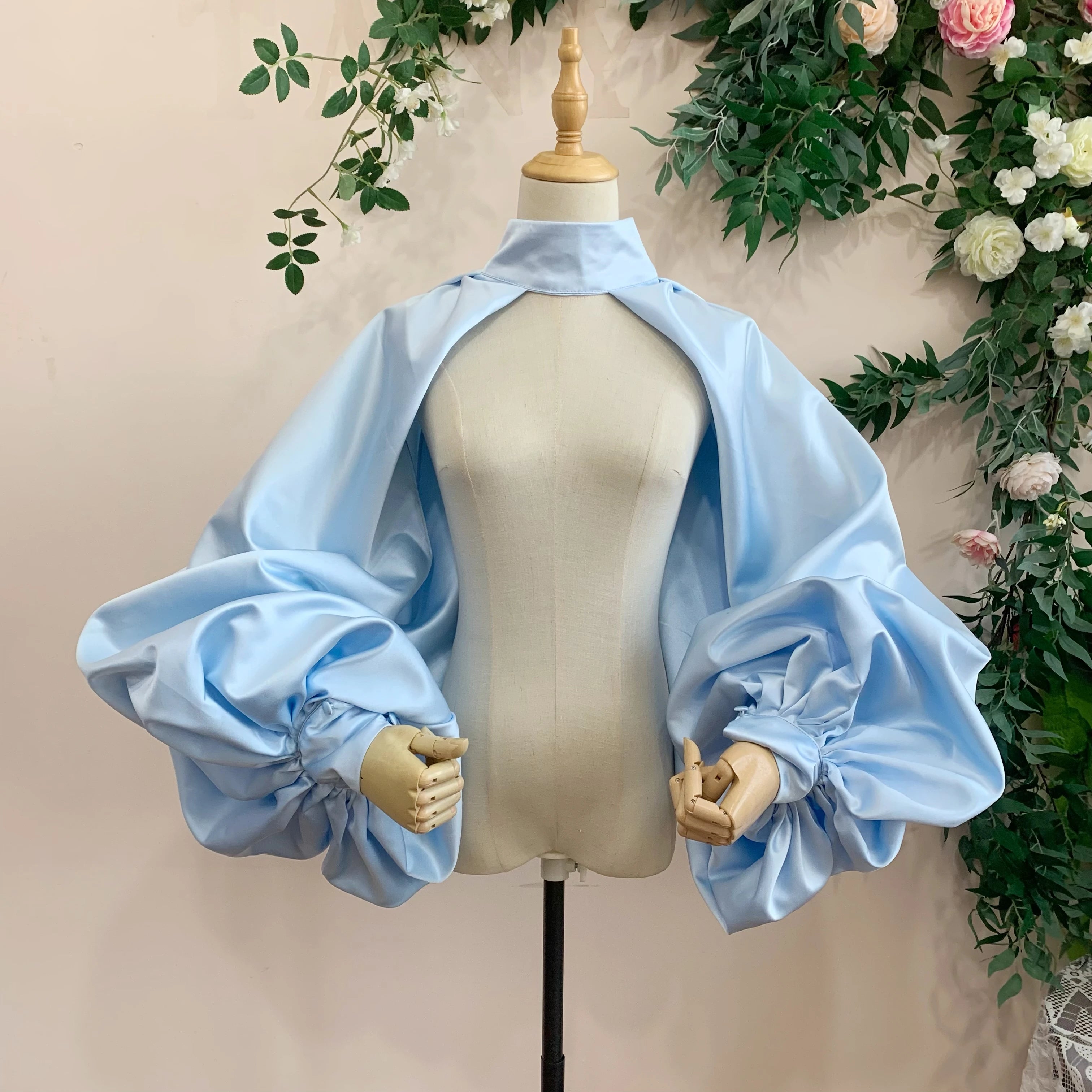 Satin Bolero | Puffy Sleeves & High Neck | Pageant & Stage