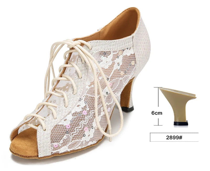 Glitter Latin Dance Boots | Lace-Up | Cuban Heel | Silver, Gold & Black