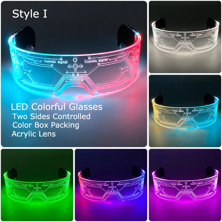 LED Acrylic Visor Glasses | 12-Mode Light-Up Rave Eyewear