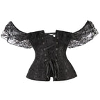 Lace Puff Sleeve Overbust Corset | Satin | Burlesque | Plus Size