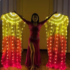 LED Belly Dance Fans - 1.5M Lace Performance Fans with Lights (Pair)