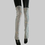 Rhinestone Mesh Leg Warmers - Sparkly Fishnet Performance Legwear