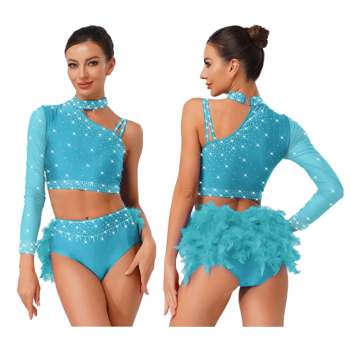 Latin Dance Set | Rhinestones & Faux Feathers